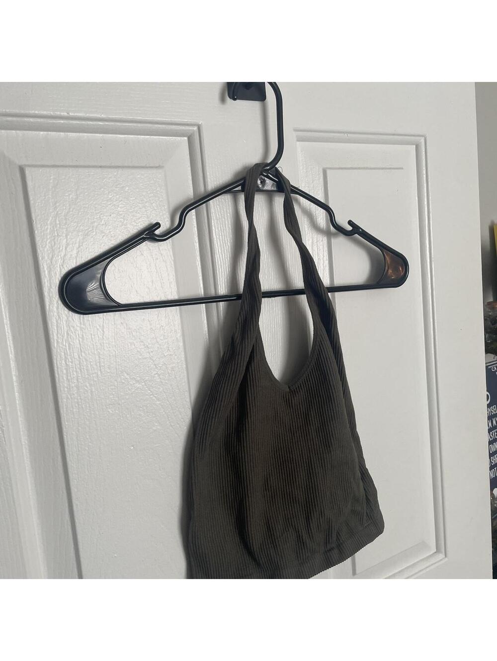 Urban Outfitters Out From Under Halter Crop Top in Green Khaki, Size Small